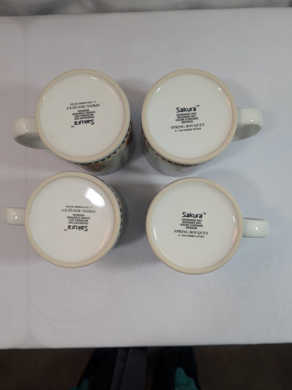 Vintage Sakura Debbie Mumm Spring Bouquet Mugs Set of 4 1999 - Picture 3 of 4